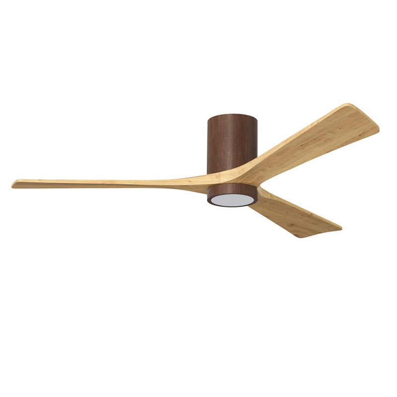 Matthews Fans Irene-3HLK 60in 3-Blade Flush Mount Ceiling Fan | Walnut and Light Maple Solid Wood Blades | Great Room & Large | Model IR3HLK-WN-LM-60
