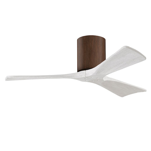 Matthews Fans Irene-3HLK 42in 3-Blade Flush Mount Ceiling Fan | Walnut and Matte White Solid Wood Blades | Bedroom & Kitchen | Model IR3HLK-WN-MWH-42
