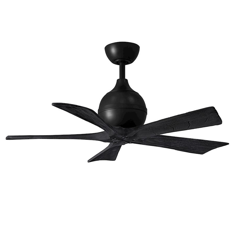 Matthews Fans Irene-5 42in 5-Blade Ceiling Fan | Contemporary Matte Black and Solid Wood | Bedroom & Small Living Room | Model IR5-BK-BK-42