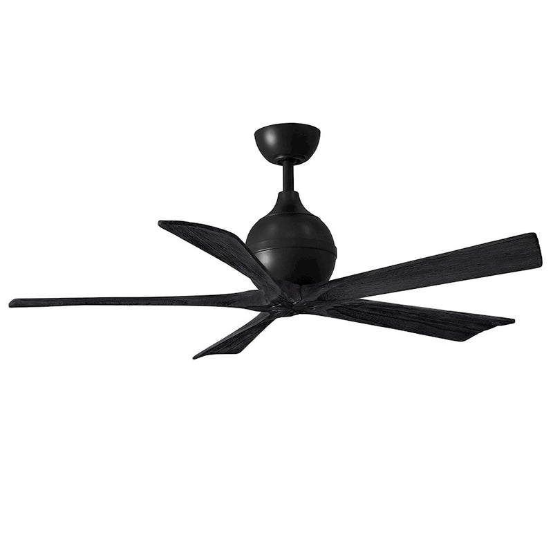 Matthews Fans Irene-5 52in 5-Blade Ceiling Fan | Contemporary Matte Black and Solid Wood | Living Room & Bedroom | Model IR5-BK-BK-52