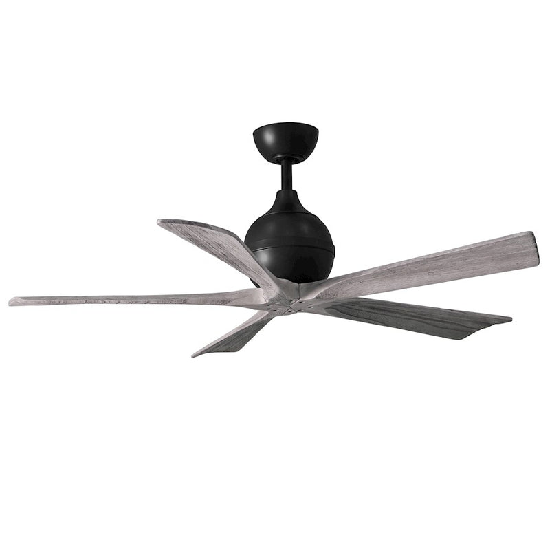 Matthews Fans Irene-5 52in 5-Blade Ceiling Fan | Contemporary Matte Black and Barnwood Solid Wood | Bedroom & Living Room | Model IR5-BK-BW-52