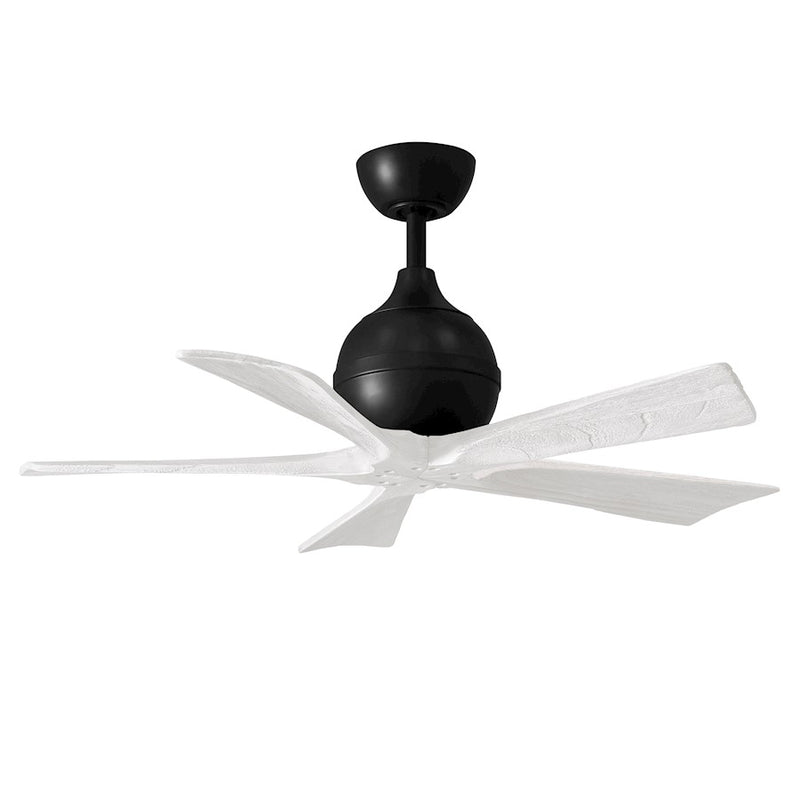 Matthews Fans Irene-5 42in 5-Blade Ceiling Fan | Contemporary Matte Black and Matte White Wood Blades | Bedroom & Home Office | Model IR5-BK-MWH-42