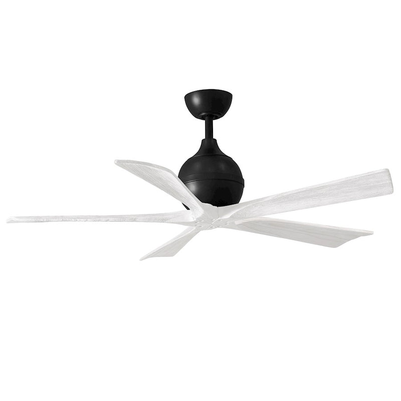 Matthews Fans Irene-5 52in 5-Blade Ceiling Fan | Contemporary Matte Black and Matte White Wood Blades | Living Room & Bedroom | Model IR5-BK-MWH-52
