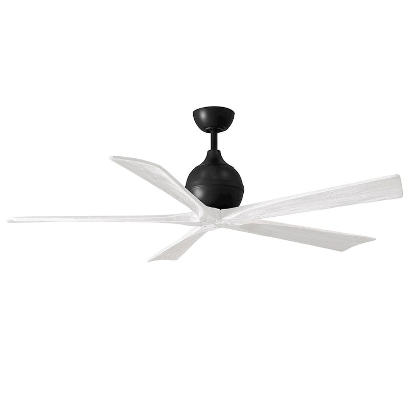 Matthews Fans Irene-5 60in 5-Blade Ceiling Fan | Contemporary Matte Black and Matte White Wood Blades | Living Room & Great | Model IR5-BK-MWH-60