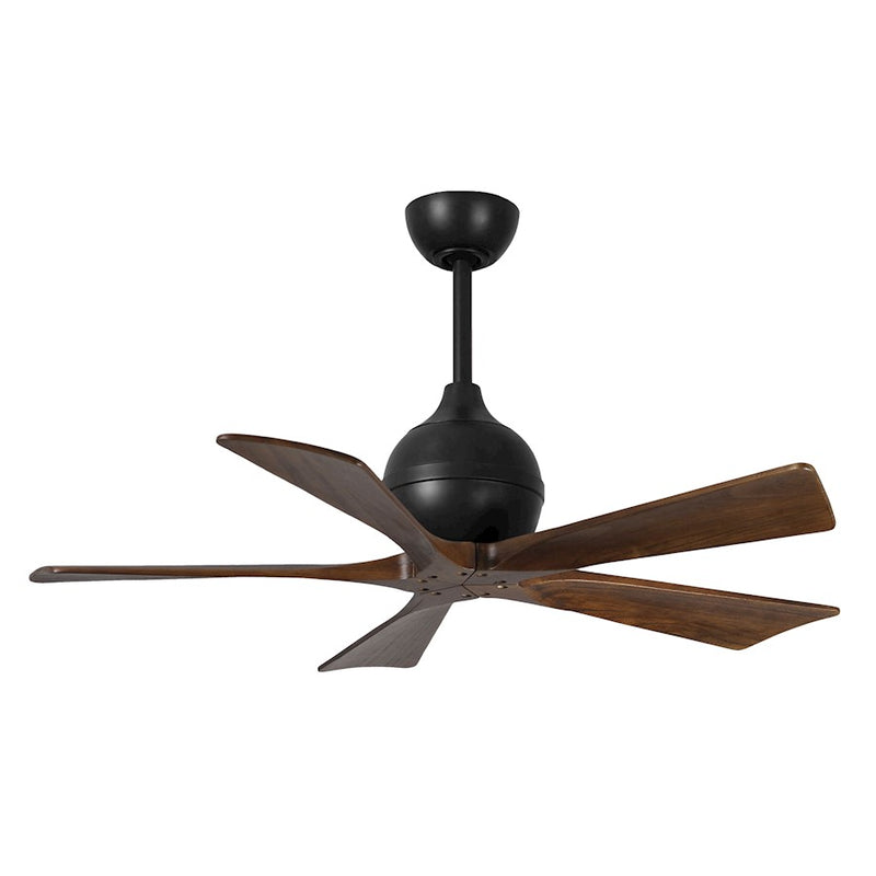 Matthews Fans Irene 5 42in 5-Blade Ceiling Fan | Contemporary Matte Black and Walnut Wood | Bedroom & Living Room | Model IR5-BK-WA-42