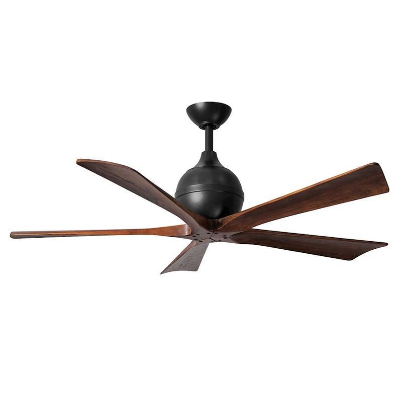 Matthews Fans Irene 5 52in 5-Blade Ceiling Fan | Contemporary Matte Black and Walnut Wood | Bedroom & Living Room | Model IR5-BK-WA-52