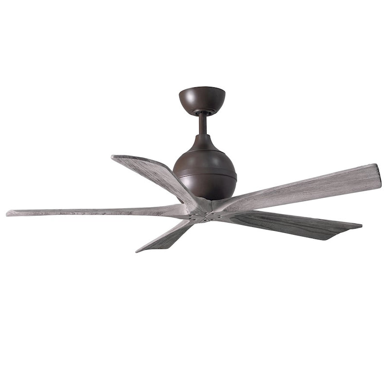 Matthews Fan Irene-5 52in 5-Blade Ceiling Fan | Rustic Textured Bronze and Barn Wood | Living Room & Covered Patio | Model IR5-TB-BW-52