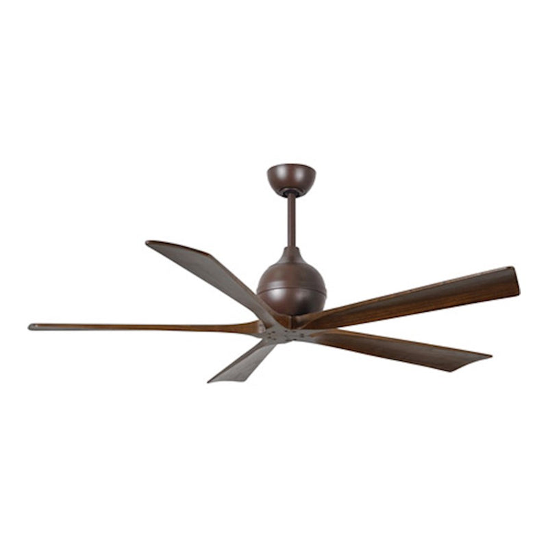 Matthews Fan Irene-5 60in 5-Blade Ceiling Fan | Rustic Textured Bronze and Walnut | Great Room & Covered Patio | 60 x 60 x 11 in | Model IR5-TB-WA-60