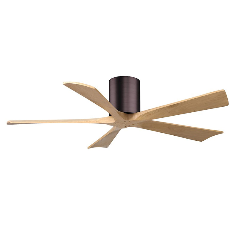Matthews Fans Irene-5H 52in 5-Blade Ceiling Fan | Brushed Bronze and Light Maple Wood | Living Room & Bedroom | 52 x 52 x 10 in | Model IR5H-BB-LM-52