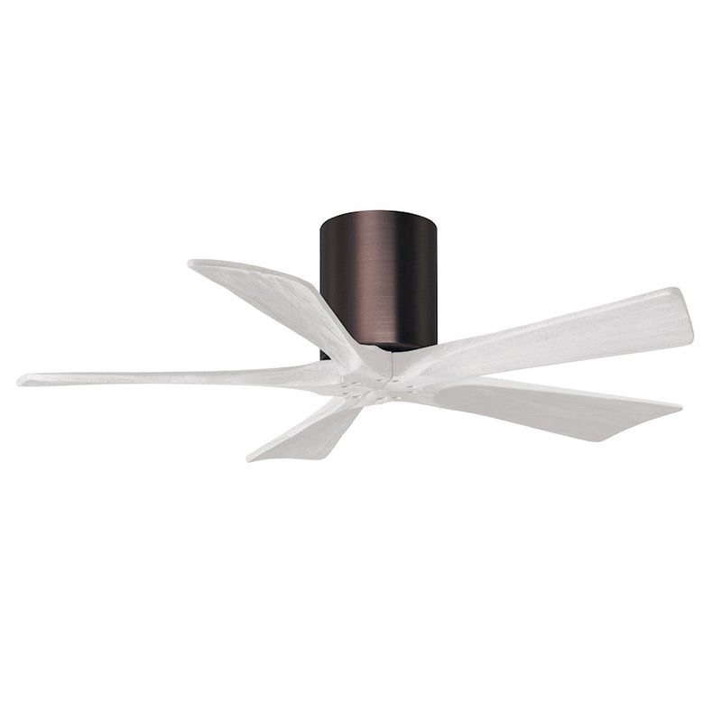 Matthews Fans Irene-5H 42in 5-Blade Ceiling Fan | Brushed Bronze and Matte White Wood | Living Room & Bedroom | 42 x 42 x 10 in | Model IR5H-BB-MWH-42