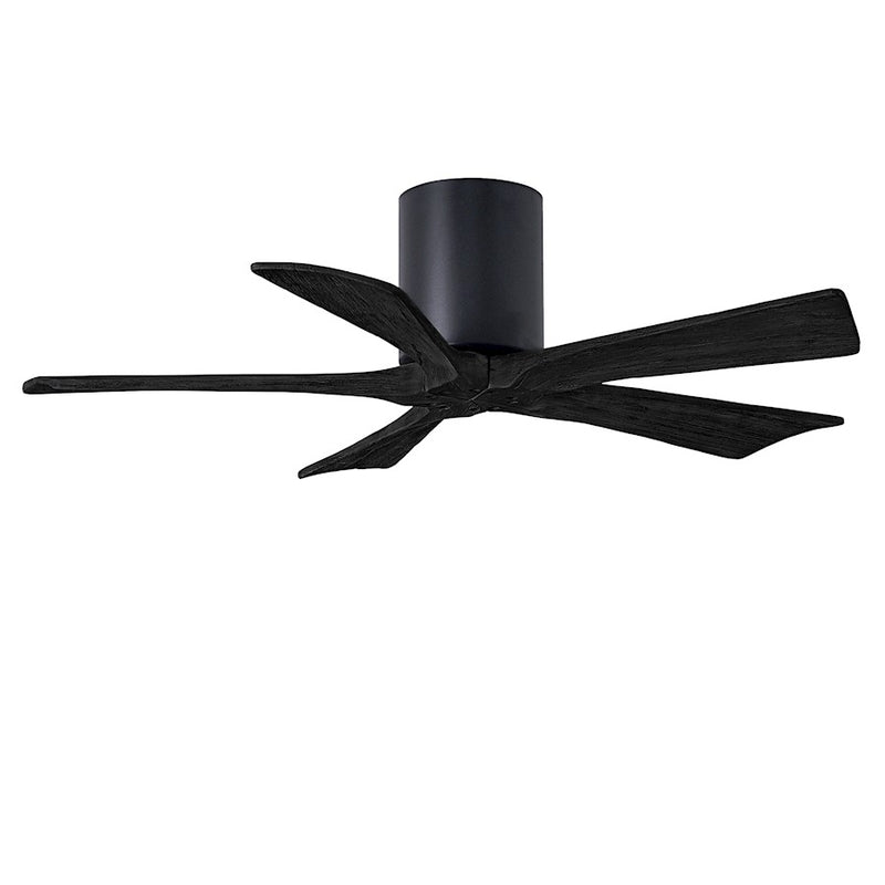 Matthews Fans Irene 5H 42in 5-Blade Ceiling Fan | Matte Black and Matte Black Solid Wood | Bedroom & Covered Patio | Model IR5H-BK-BK-42