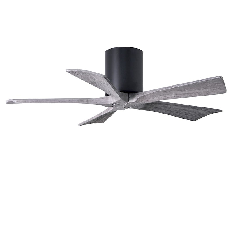 Matthews Fan Irene-H 42in 5-Blade Flush Mount Ceiling Fan | Matte Black and Barn Wood Solid Wood Blades | Bedroom & Living Room | Model IR5H-BK-BW-42