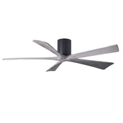 Matthews Fan Irene-H 60in 5-Blade Flush Mount Ceiling Fan | Matte Black and Barn Wood Solid Wood Blades | Bedroom & Living Room | Model IR5H-BK-BW-60