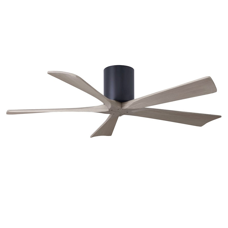 Matthews Fans Irene 5H 52in 5-Blade Ceiling Fan | Matte Black & Gray Ash Solid Wood Blades | Bedroom & Living Room | Model IR5H-BK-GA-52