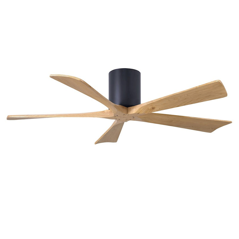 Matthews Fans Irene-5H 52in 5-Blade Ceiling Fan | Contemporary Matte Black and Light Maple Wood | Bedroom & Living Room | Model IR5H-BK-LM-52