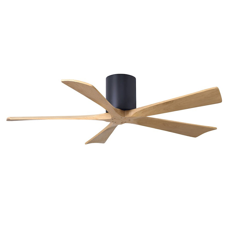 Matthews Fans Irene-5H 52in 5-Blade Ceiling Fan | Contemporary Matte Black and Light Maple Wood | Bedroom & Living Room | Model IR5H-BK-LM-52