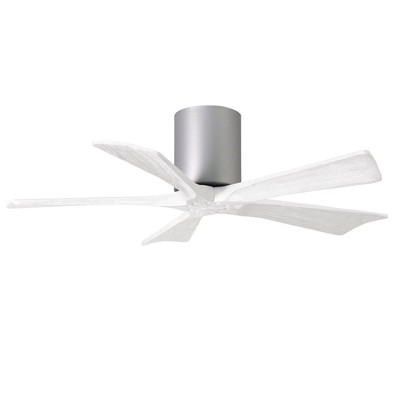Matthews Fans Irene-5H 42in 5-Blade Ceiling Fan | Contemporary Brushed Nickel and Matte White Solid Wood | Bedroom & Living | Model IR5H-BN-MWH-42
