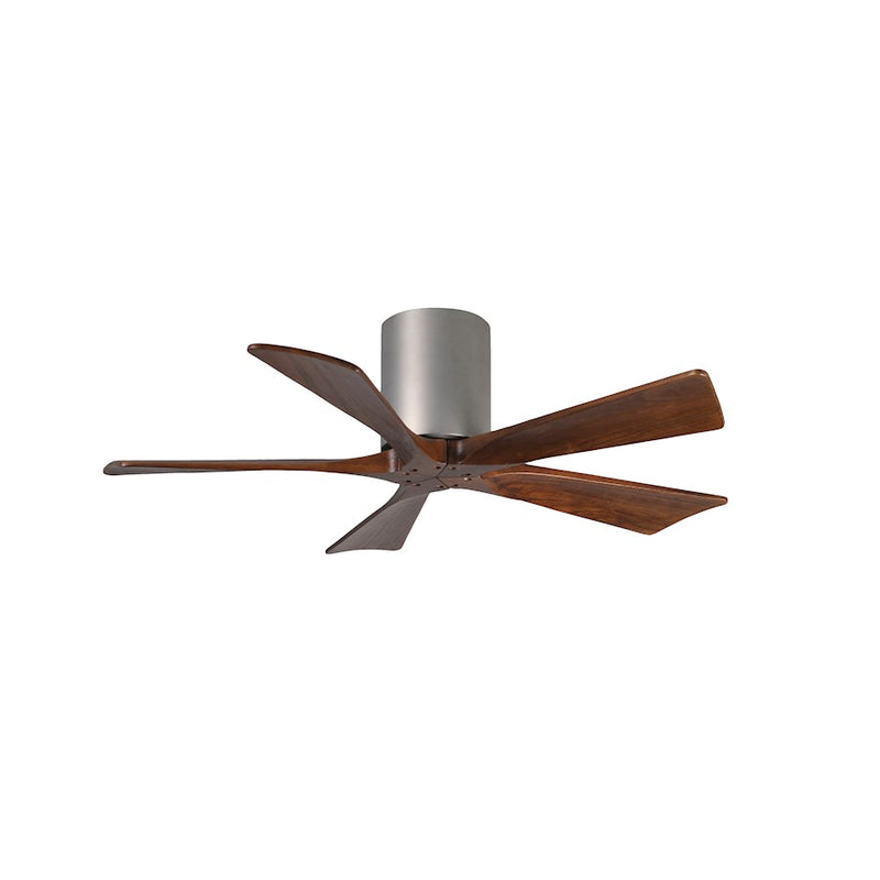 Matthews Fan Irene-H 42in 5-Blade Flush Mount Ceiling Fan | Brushed Nickel and Walnut | Bedroom & Office | 42 x 42 x 10 in | Model IR5H-BN-WA-42