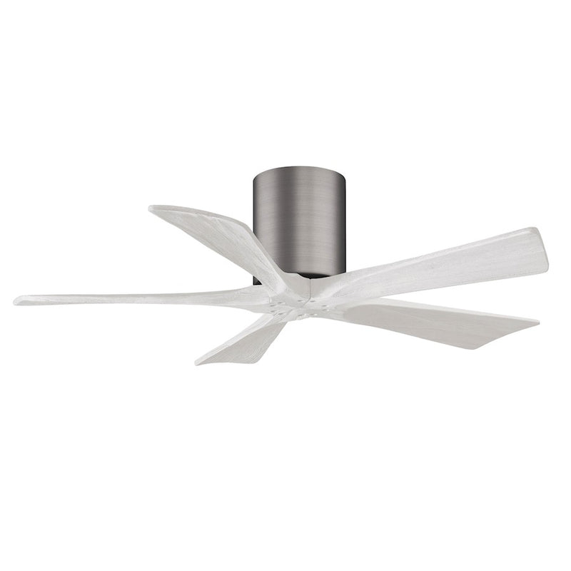 Matthews Fans Irene-5H 42in 5-Blade Ceiling Fan | Contemporary Brushed Pewter and Matte White Wood | Bedroom & Dining Room | Model IR5H-BP-MWH-42