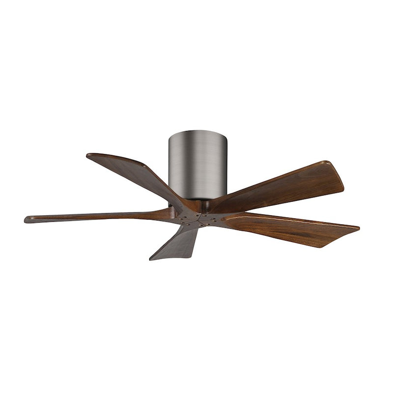 Matthews Fans Irene-5H 42in 5-Blade Ceiling Fan | Contemporary Brushed Pewter and Walnut Solid Wood | Bedroom & Dining Room | Model IR5H-BP-WA-42