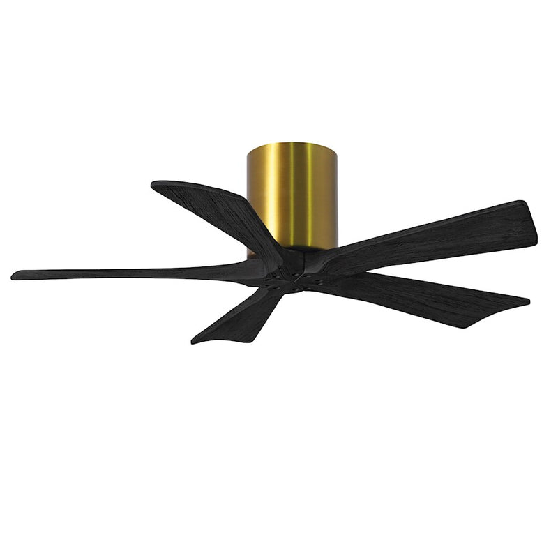 Matthews Fans Irene-5H 42in 5-Blade Ceiling Fan | Brushed Brass and Matte Black Solid Wood | Bedroom & Living Room | Model IR5H-BRBR-BK-42
