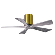 Matthews Fan Irene-H 42in 5-Blade Flush Ceiling Fan | Rustic Brushed Brass and Barn Wood | Bedroom & Living Room | 42 x 10 in | Model IR5H-BRBR-BW-42