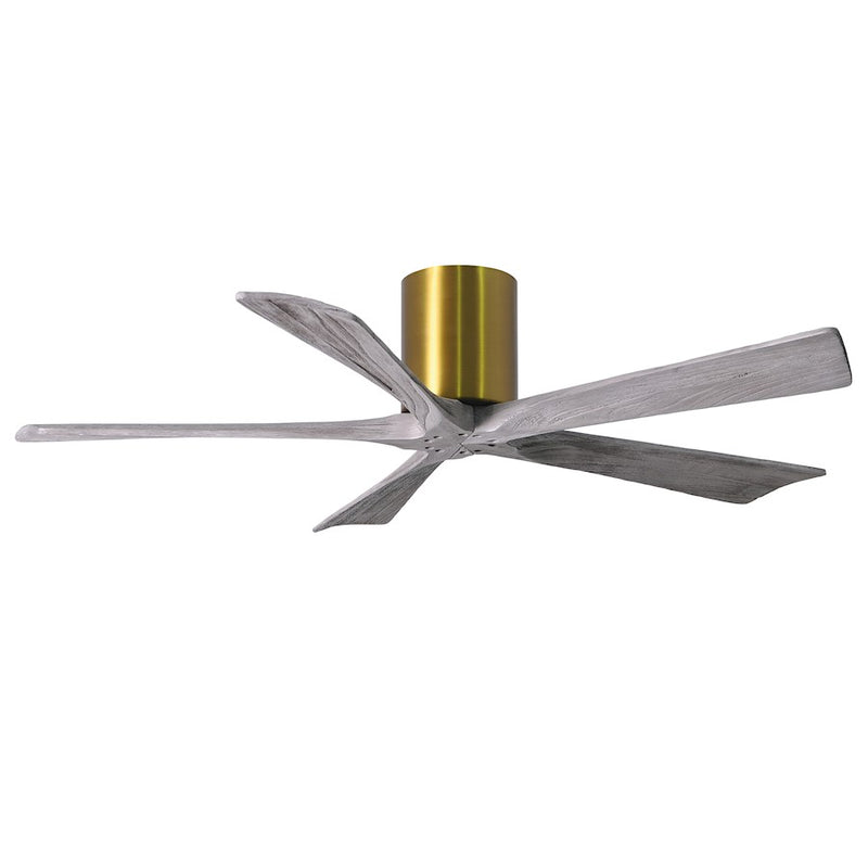 Matthews Fan Irene-H 52in 5-Blade Flush Ceiling Fan | Rustic Brushed Brass and Barn Wood | Bedroom & Living Room | 52 x 10 in | Model IR5H-BRBR-BW-52