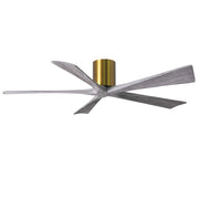 Matthews Fan Irene-H 60in 5-Blade Flush Ceiling Fan | Rustic Brushed Brass and Barn Wood | Bedroom & Living Room | 60 x 10 in | Model IR5H-BRBR-BW-60