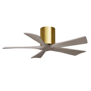 Matthews Fans Irene-5H 42in 5-Blade Ceiling Fan | Brushed Brass and Gray Ash Solid Wood | Bedroom & Living Room | Model IR5H-BRBR-GA-42