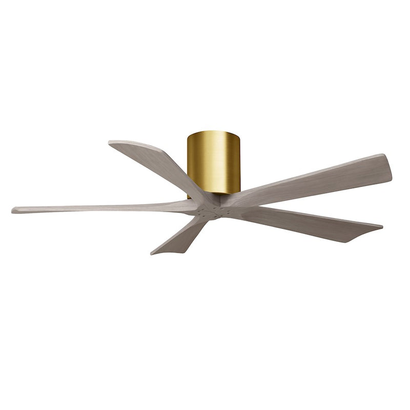 Matthews Fans Irene-5H 52in 5-Blade Ceiling Fan | Contemporary Brushed Brass and Gray Ash Wood | Living Room & Bedroom | Model IR5H-BRBR-GA-52