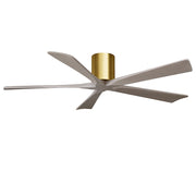 Matthews Fans Irene-5H 60in 5-Blade Ceiling Fan | Contemporary Brushed Brass and Gray Ash Wood | Living Room & Bedroom | Model IR5H-BRBR-GA-60