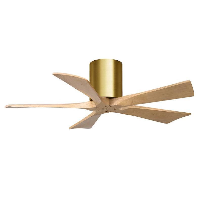 Matthews Fans Irene-5H 42in 5-Blade Ceiling Fan | Contemporary Brushed Brass and Light Maple Wood | Living Room & Bedroom | Model IR5H-BRBR-LM-42