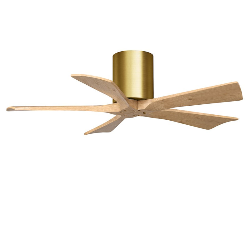 Matthews Fans Irene-5H 42in 5-Blade Ceiling Fan | Contemporary Brushed Brass and Light Maple Wood | Living Room & Bedroom | Model IR5H-BRBR-LM-42