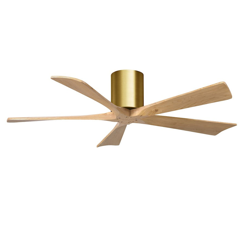 Matthews Fans Irene-5H 52in 5-Blade Ceiling Fan | Contemporary Brushed Brass and Light Maple Wood | Living Room & Bedroom | Model IR5H-BRBR-LM-52