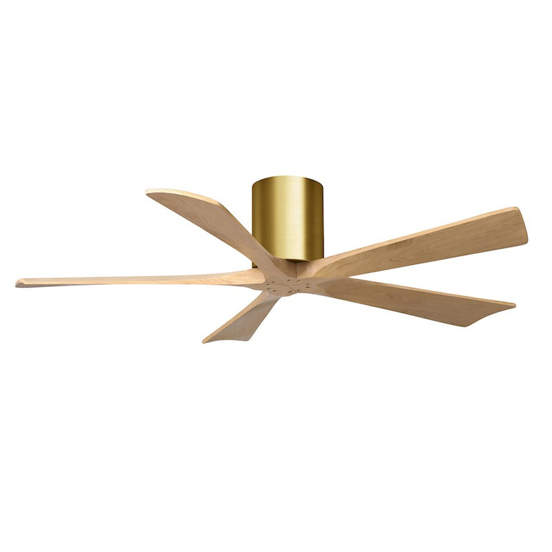 Matthews Fans Irene-5H 52in 5-Blade Ceiling Fan | Contemporary Brushed Brass and Light Maple Wood | Living Room & Bedroom | Model IR5H-BRBR-LM-52