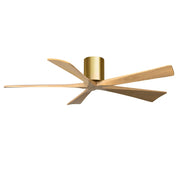 Matthews Fans Irene-5H 60in 5-Blade Ceiling Fan | Brushed Brass and Light Maple Wood | Living Room & Bedroom | 60 x 60 x 10 in | Model IR5H-BRBR-LM-60