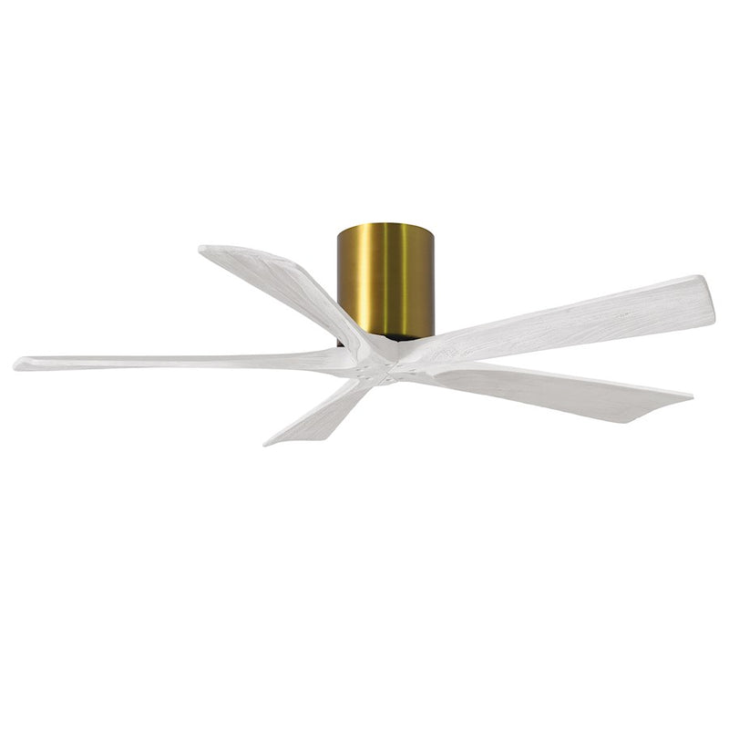 Matthews Fans Irene-5H 52in 5-Blade Ceiling Fan | Brushed Brass and Matte White Wood | Living Room & Dining Room | Model IR5H-BRBR-MWH-52
