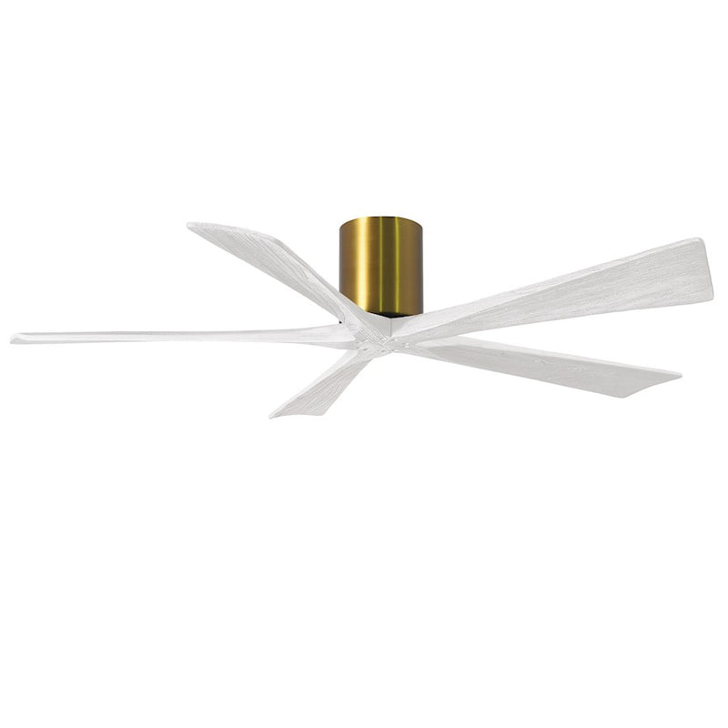 Matthews Fans Irene-5H 60in 5-Blade Ceiling Fan | Brushed Brass and Matte White Wood | Large Living Room & Great Room | Model IR5H-BRBR-MWH-60