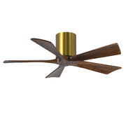 Matthews Fan Irene-H 42in 5-Blade Flush Ceiling Fan | Rustic Brushed Brass and Walnut | Bedroom & Living Room | 42 x 10 in | Model IR5H-BRBR-WA-42