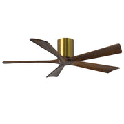 Matthews Fan Atlas Irene-5H 52in 5-Blade Ceiling Fan | Brushed Brass and Walnut Wood Blades | Bedroom & Living Room | Damp | Model IR5H-BRBR-WA-52