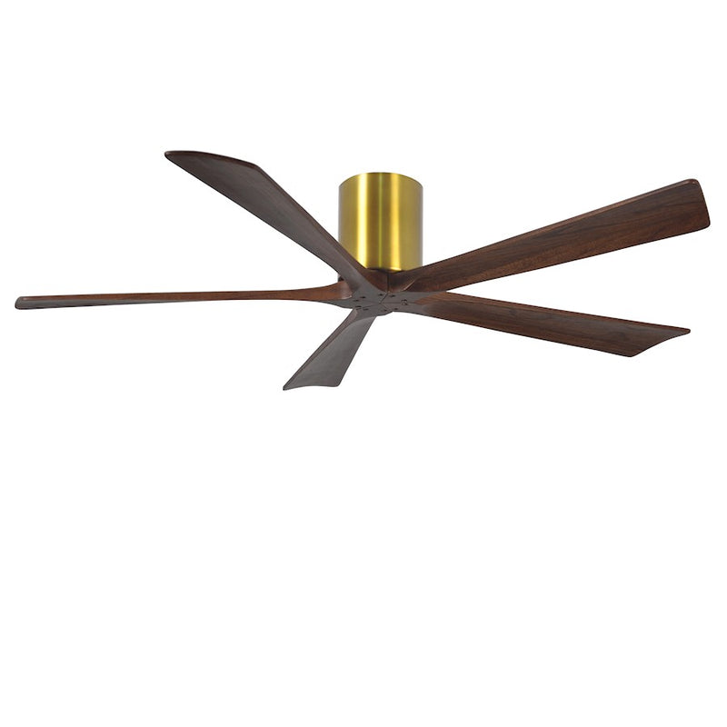 Matthews Fan Atlas Irene-5H 60in 5-Blade Ceiling Fan | Brushed Brass and Walnut Wood Blades | Bedroom & Living Room | Damp | Model IR5H-BRBR-WA-60