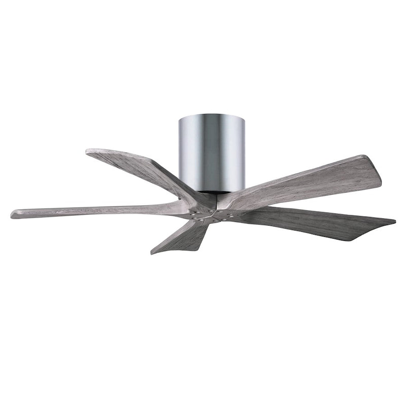 Matthews Fan Irene-5H 42in 5-Blade Flush Ceiling Fan | Polished Chrome and Barn Wood | Bedroom & Small Living Room | Model IR5H-CR-BW-42