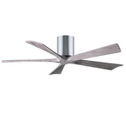 Matthews Fan Irene-H 52in 5-Blade Flush Mount Ceiling Fan | Polished Chrome and Barn Wood Solid Wood Blades | Bedroom & Living | Model IR5H-CR-BW-52
