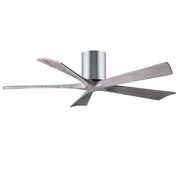 Matthews Fan Irene-H 52in 5-Blade Flush Mount Ceiling Fan | Polished Chrome and Barn Wood Solid Wood Blades | Bedroom & Living | Model IR5H-CR-BW-52