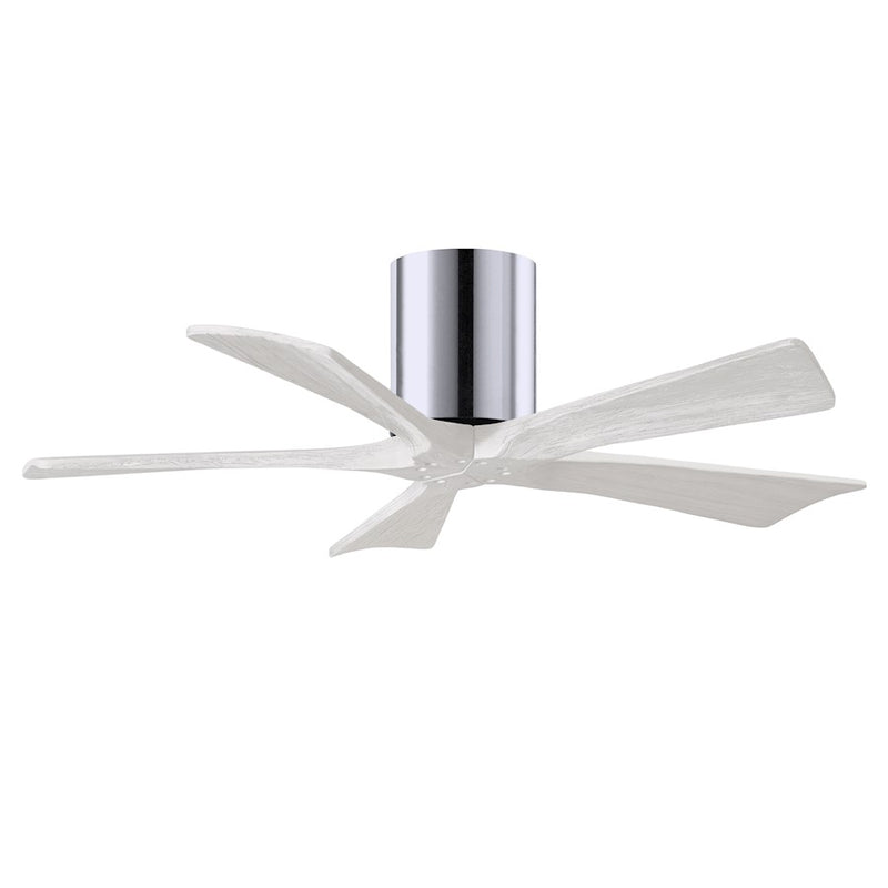 Matthews Fans Irene-5H 42in 5-Blade Ceiling Fan | Polished Chrome and Matte White Wood | Bedroom & Small Living Room | Model IR5H-CR-MWH-42