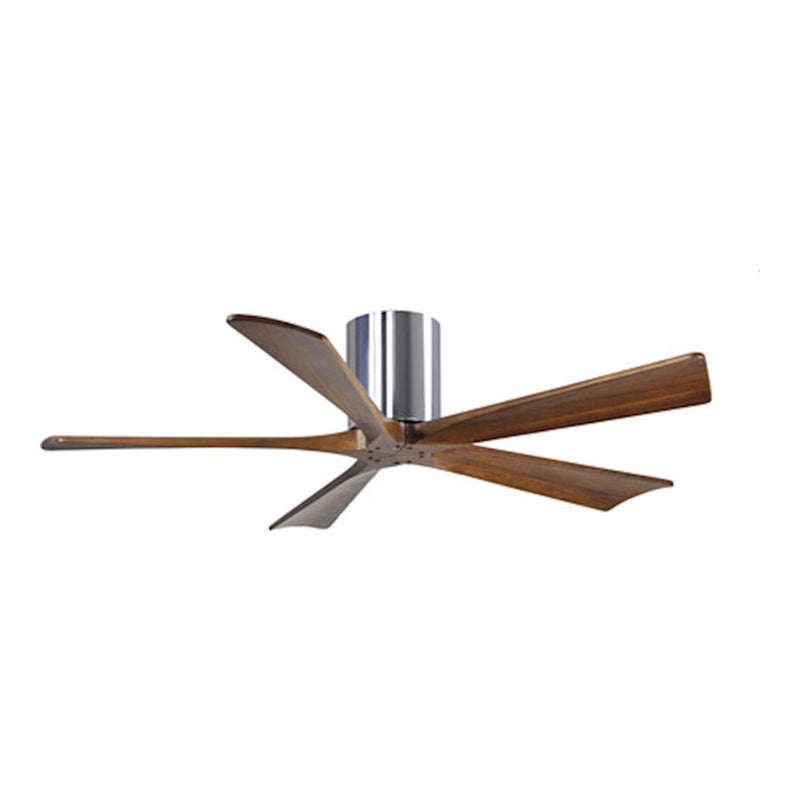 Matthews Fan Irene-H 52in 5-Blade Flush Mount Ceiling Fan | Polished Chrome and Walnut Solid Wood Blades | Bedroom & Living | Model IR5H-CR-WA-52