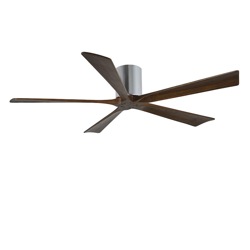 Matthews Fan Atlas Irene-5H 60in 5-Blade Flush Mount Ceiling Fan | Polished Chrome and Walnut Wood Blades | Bedroom & Living | Model IR5H-CR-WA-60
