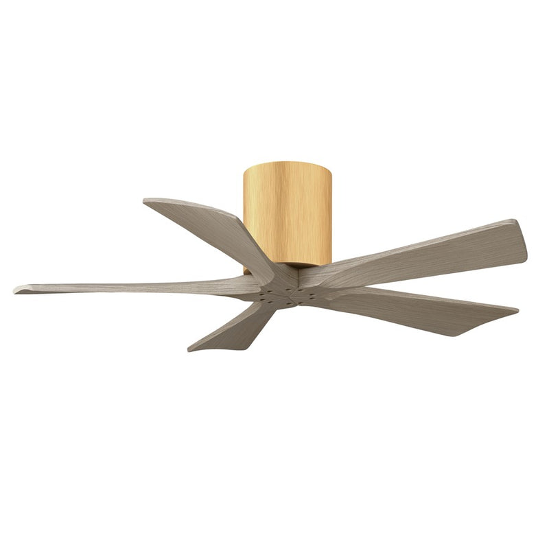 Matthews Fans Irene-5H 42in 5-Blade Flush Mount Ceiling Fan | Contemporary Light Maple and Gray Ash | Bedroom & Home Office | Model IR5H-LM-GA-42