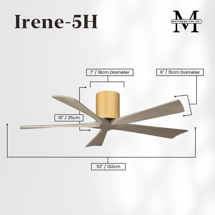 Matthews Fan Irene-5H 52" 5-Blade Flush Paddle Fan, Gray Ash