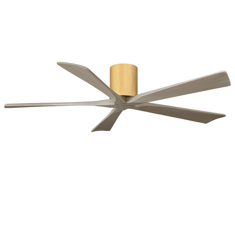 Matthews Fans Irene-5H 60in 5-Blade Flush Ceiling Fan | Contemporary Gray Ash Wood and Light Maple | Large Living Room & Family | Model IR5H-LM-GA-60